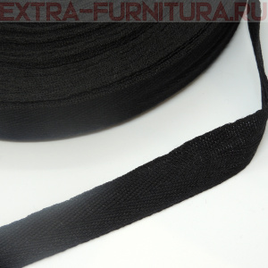 Лента киперная х/б 25 мм, цв.черный, уп.100м (пл.4,5 г/м)