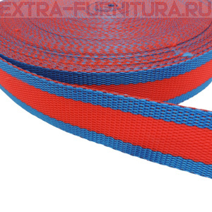 Стропа двухцветная, шир.30мм, цв. василек/красный, уп.25м, пл. 17 гр/м