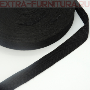 Лента киперная х/б 20 мм, цв.черный, уп.50м (пл.3,3 г/м)