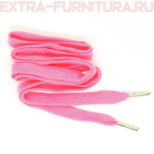 Шнурки плоские 130см, шир.10мм, Хлопок, наконечник металл, цв.ярко-розовый