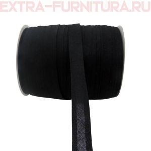 Косая бейка х/б  15мм 132м цв. 365 черный