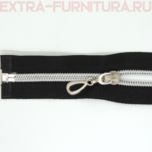 Молния спираль декор Т5 50см цв.черный/серебро (капля)