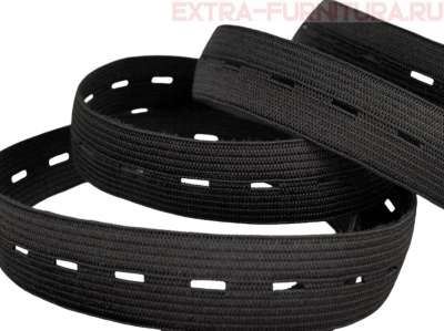 Резинка перфорированная 20 мм, черная (уп.25м*20 уп.)