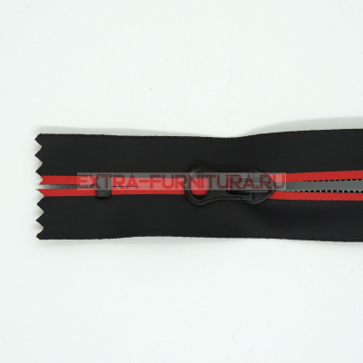 Молния водонепроницаемая, Спираль неразъемная 1 замок ,дл. 18см, Т7, цв.красный/черный, арт.D519