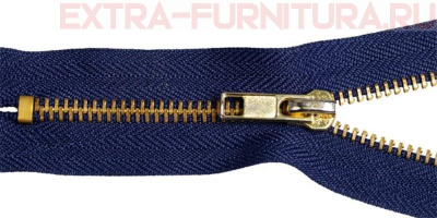Молния джинсовая № 4, 20 см, латунь, цв.330 темно-синий