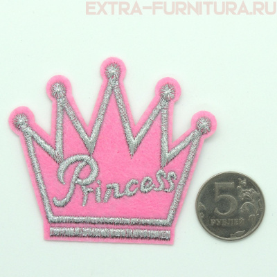 Термоаппликация Корона розовая с серебром