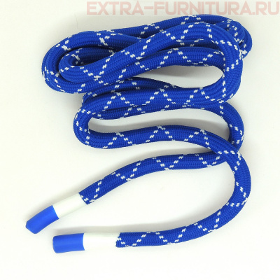 Шнурки круглые 130 см, прорезин.наконечник, Белая полоса, цв.синий/белый   
