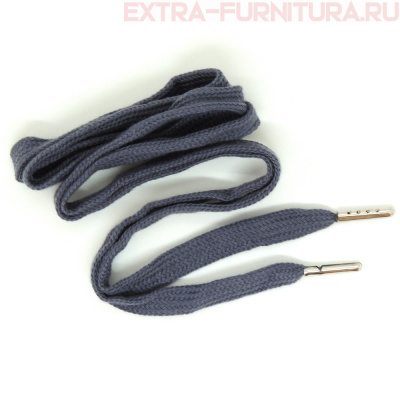 Шнурки плоские 130см, шир.10мм, Хлопок, наконечник металл, цв.графит