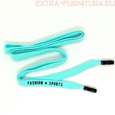 Шнурки плоские 130см, шир.12мм, FASHION SPORTS, декор.наконечник, цв.бирюзовый